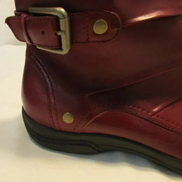 Clarks Dark Red Leather Ankle Boots - Picture 4 of 16